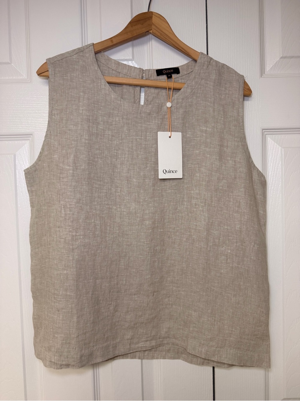 Quince 100% European Linen Tank Top Flax Beige Shell NWT M Coastal Chic Natural - Picture 2 of 16